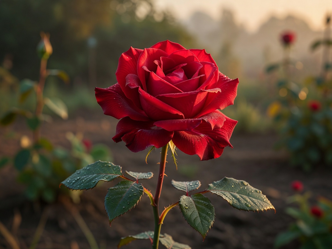 Classic red rose bloom