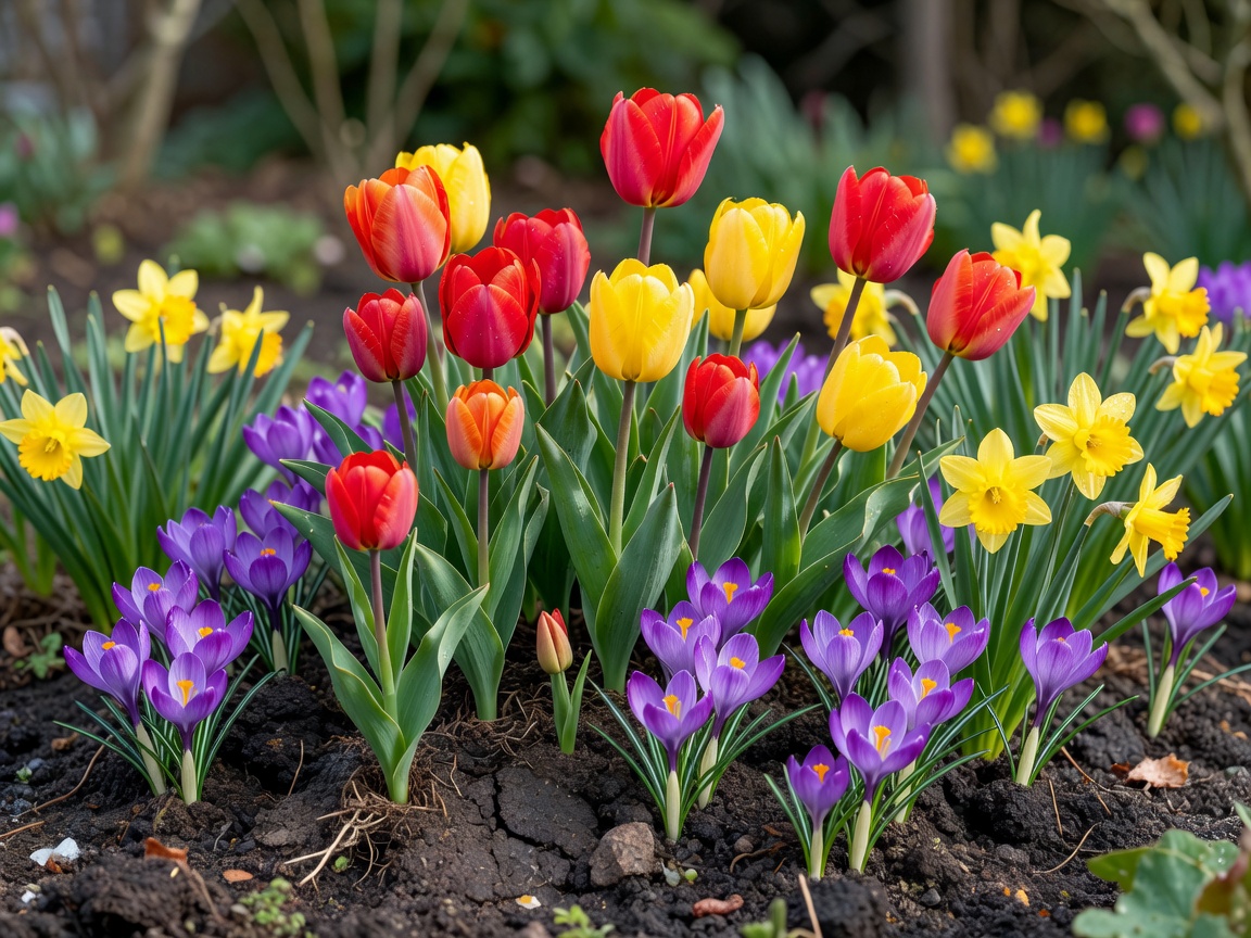 Spring flowers bursting from the soil