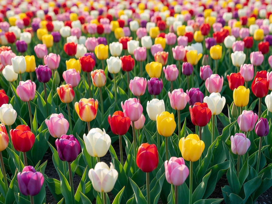 Spring tulips in various colors